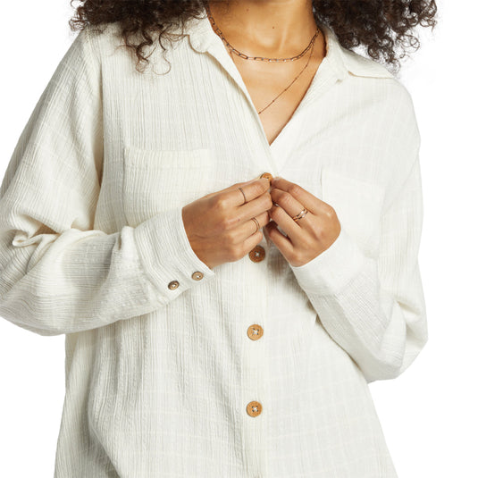 Billabong Women's Swell Long Sleeve Button-Up Shirt 1
