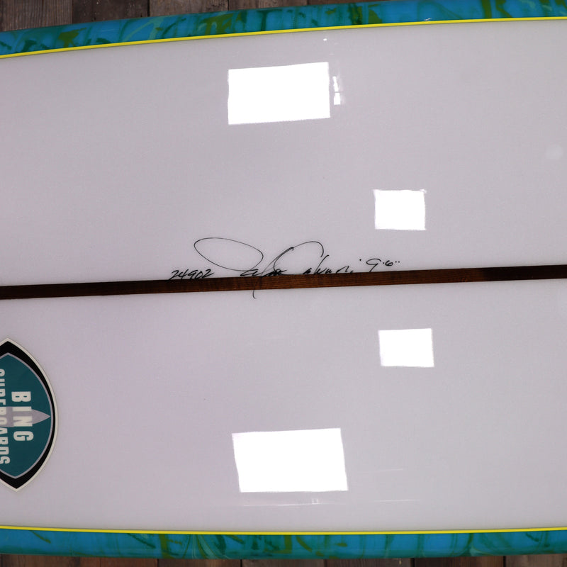 Load image into Gallery viewer, Bing California Pintail Type II 9'6 × 23 × 3 Surfboard - Clear/Teal Swirl 4
