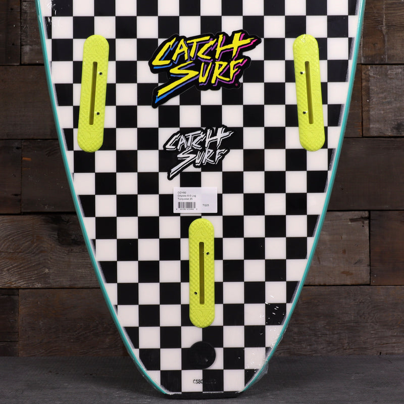 Load image into Gallery viewer, Catch Surf Odysea Log 8'0 × 23 × 3 ⅜ Surfboard - Turquoise/Checkers 3
