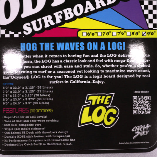 Catch Surf Odysea Log 9'0 × 24 × 3 ½ Surfboard - Cool Gray 4