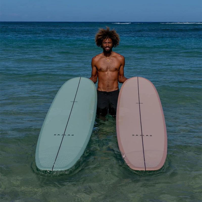 Load image into Gallery viewer, Kai Sallas Tsunami Thunderbolt Silver 9'8 × 23 ½ × 3 ⅛ Surfboard - Volan 12
