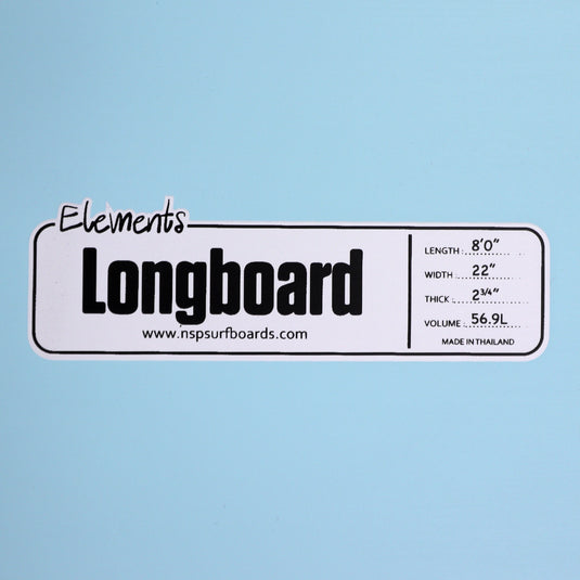 NSP Longboard Elements 8'0 × 22 × 2 ¾ Surfboard - Sky Blue