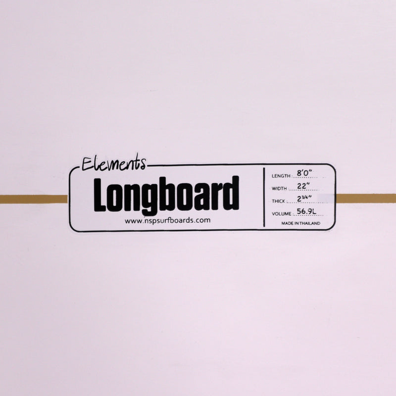 Load image into Gallery viewer, NSP Longboard Elements 8'0 × 22 × 2 ¾ Surfboard - White
