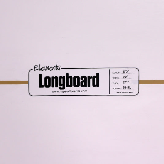 NSP Longboard Elements 8'0 × 22 × 2 ¾ Surfboard - White