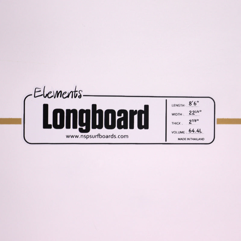 Load image into Gallery viewer, NSP Longboard Elements 8'6 × 22 ¼ × 2 ⅞ Surfboard - White
