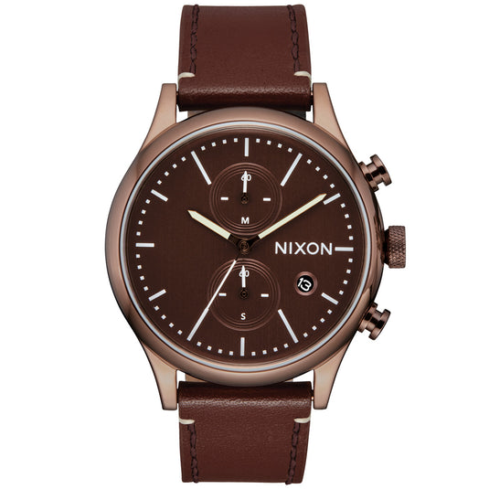 Nixon Station Chrono Leather Watch 1