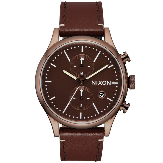 Nixon Station Chrono Leather Watch