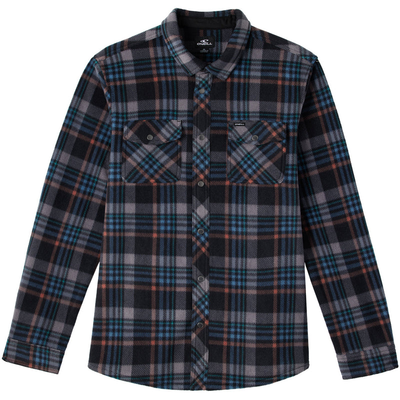 Load image into Gallery viewer, O'Neill Glacier Plaid Superfleece Long Sleeve Button-Up Flannel Shirt 1
