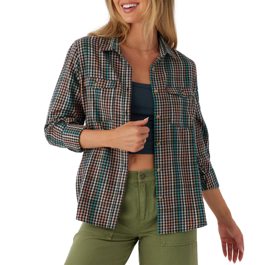 O'Neill Women's Nash Long Sleeve Button-Up Flannel Shirt 2