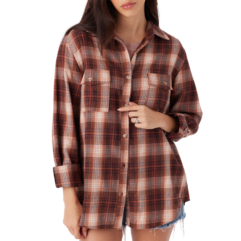 Load image into Gallery viewer, O'Neill Women's Brooks Long Sleeve Button-Up Flannel Shirt 1
