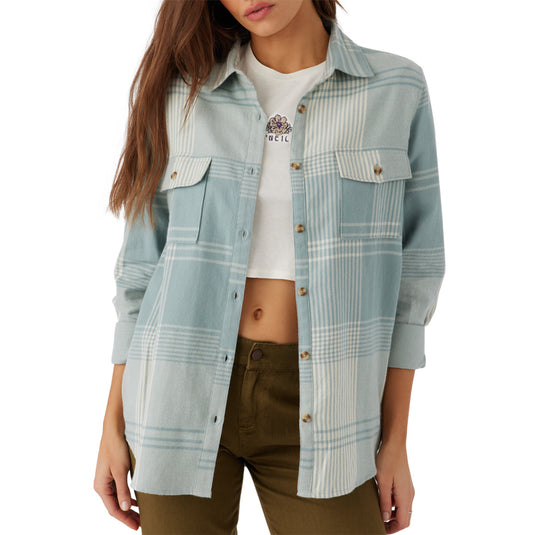 O'Neill Women's Brooks Long Sleeve Button-Up Flannel Shirt 9