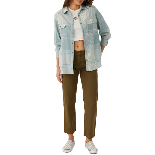 O'Neill Women's Brooks Long Sleeve Button-Up Flannel Shirt 14