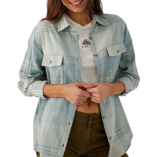 O'Neill Women's Brooks Long Sleeve Button-Up Flannel Shirt 10