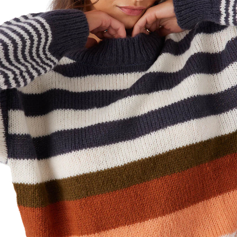 Load image into Gallery viewer, O'Neill Women's Billie Stripe Mock Neck Oversized Sweater 6
