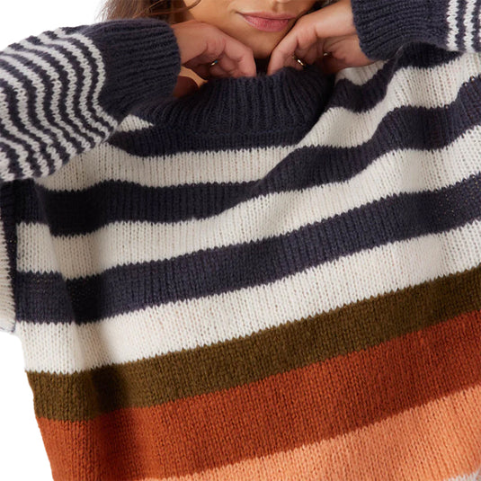 O'Neill Women's Billie Stripe Mock Neck Oversized Sweater 6