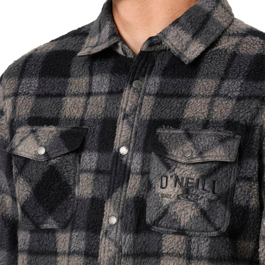 O'Neill Glacier Plaid High Pile Superfleece Long Sleeve Button-Up Shirt 6