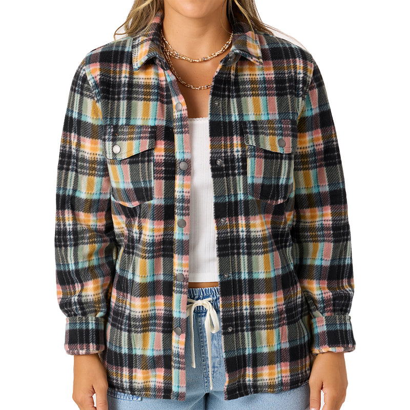 Load image into Gallery viewer, O'Neill Women's Zuma Superfleece Long Sleeve Button-Up Flannel Shirt 2
