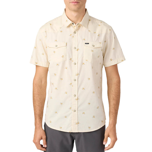 O'Neill Bar Dog Short Sleeve Button-Up Snap Standard Shirt - Cream 3