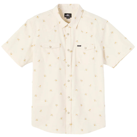 O'Neill Bar Dog Short Sleeve Button-Up Snap Standard Shirt - Cream 1