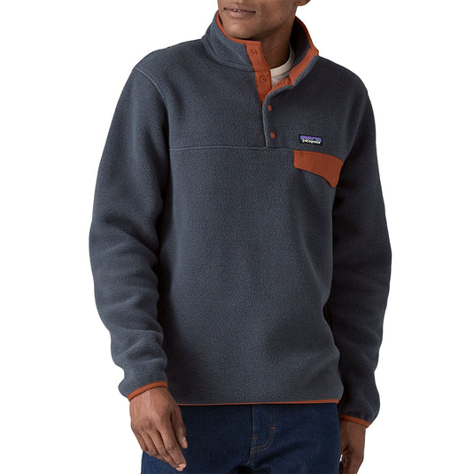 Patagonia Lightweight Synchilla Snap-T Fleece Pullover Jacket - Smolder Blue/Burnished Red 2