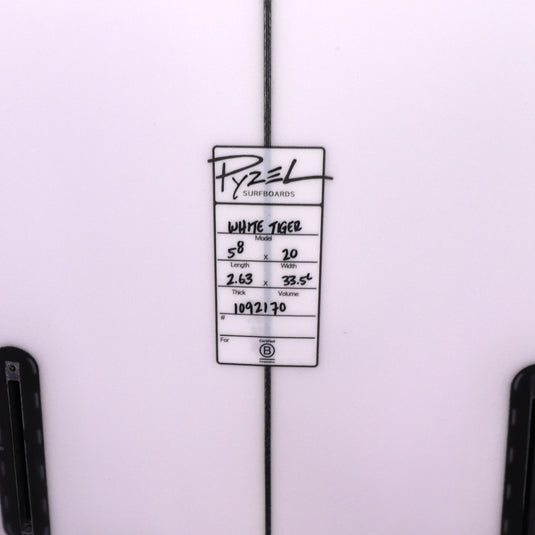 Pyzel White Tiger 5'8 × 20 × 2 ⅝ Surfboard • BLEMISH 4
