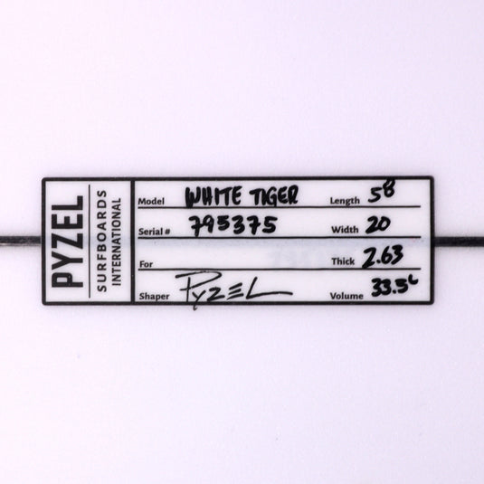 Pyzel White Tiger 5'8 × 20 × 2 ⅝ Surfboard 4