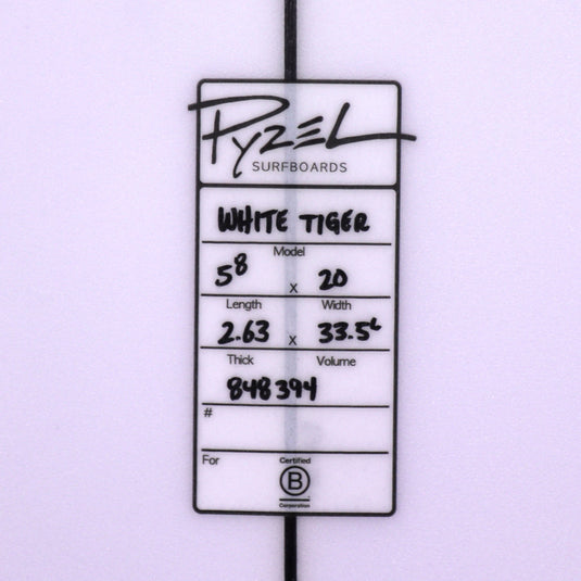 Pyzel White Tiger 5'8 × 20 × 2 ⅝ Surfboard 4