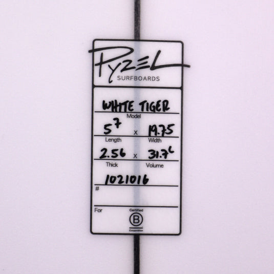 Pyzel White Tiger 5'7 × 19 ¾ × 2 9/16 Surfboard 4