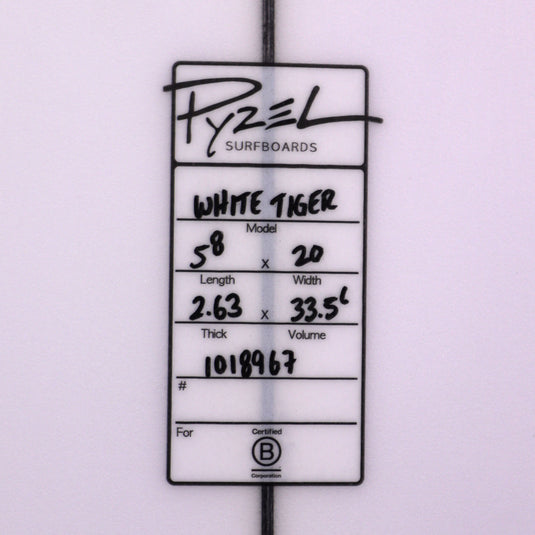 Pyzel White Tiger 5'8 × 20 × 2 ⅝ Surfboard 4