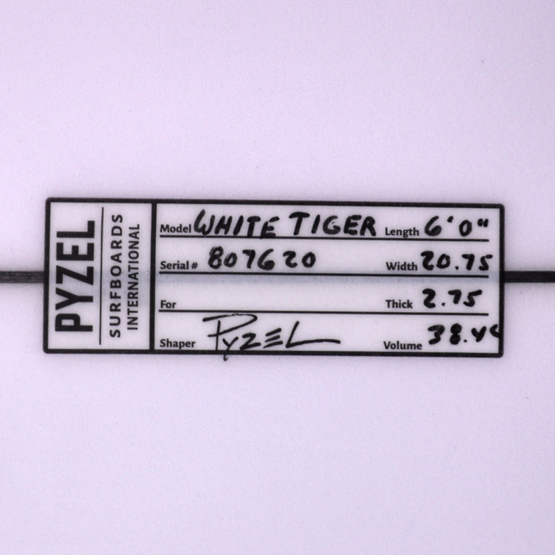 Load image into Gallery viewer, Pyzel White Tiger 6'0 × 20 ¾ × 2 ¾ Surfboard 4
