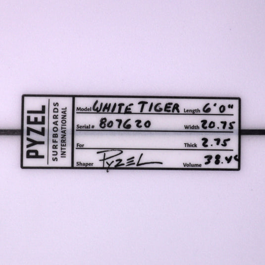 Pyzel White Tiger 6'0 × 20 ¾ × 2 ¾ Surfboard 4