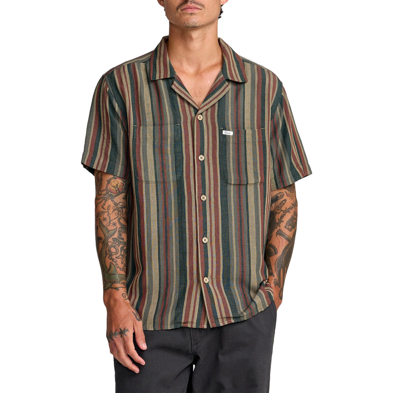 Load image into Gallery viewer, RVCA Exotica Stripe Short Sleeve Button-Up Shirt 3
