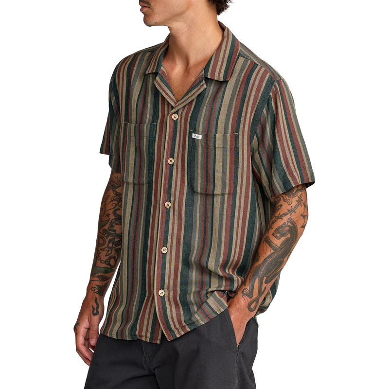 Load image into Gallery viewer, RVCA Exotica Stripe Short Sleeve Button-Up Shirt 5

