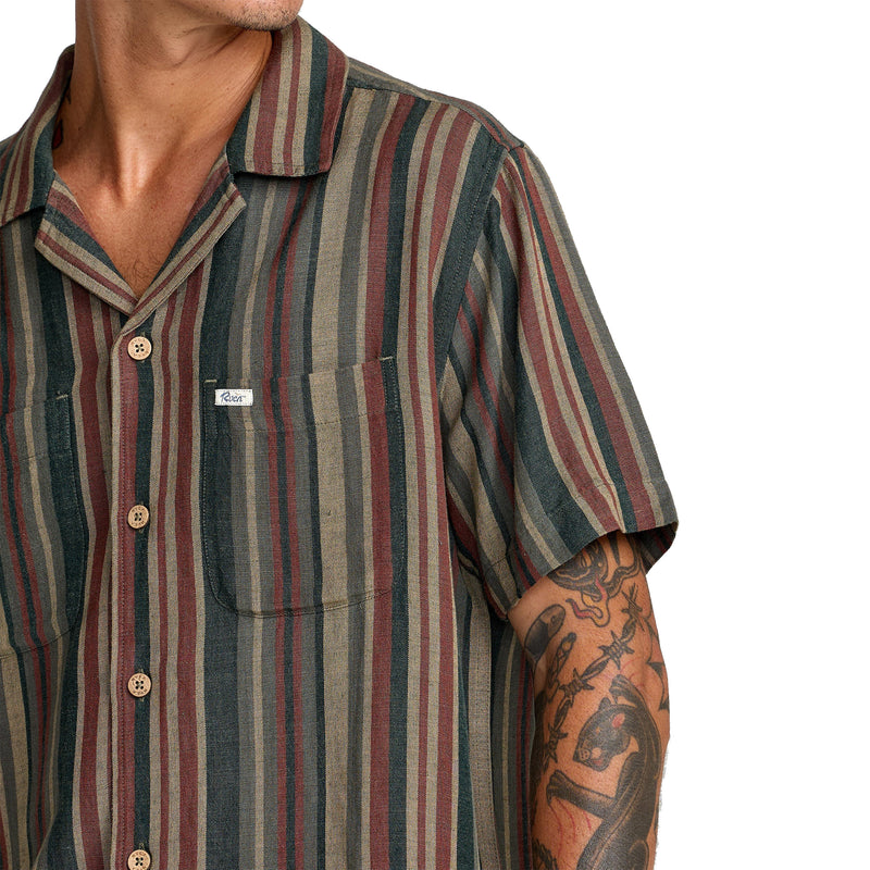 Load image into Gallery viewer, RVCA Exotica Stripe Short Sleeve Button-Up Shirt 6
