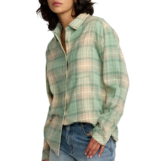 RVCA Women's Mabel Long Sleeve Button-Up Flannel Shirt 3