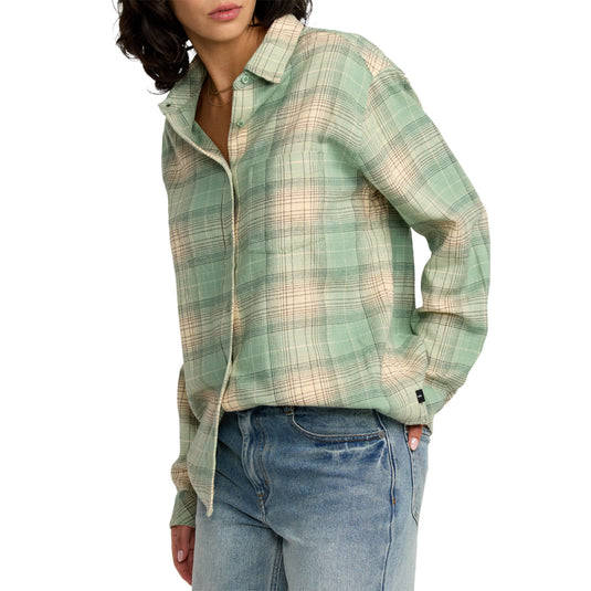 RVCA Women's Mabel Long Sleeve Button-Up Flannel Shirt 4