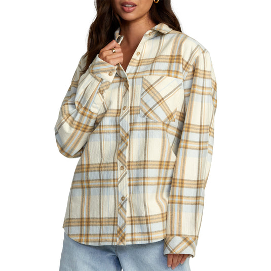 RVCA Women's Breeze Long Sleeve Button-Up Flannel Shirt 1