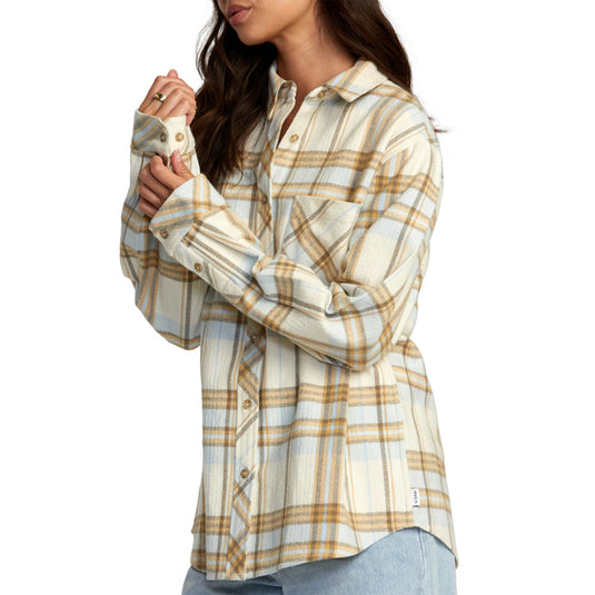 RVCA Women's Breeze Long Sleeve Button-Up Flannel Shirt 3