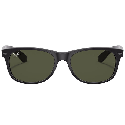 Ray-Ban New Wayfarer Classic Sunglasses - Matte Rubber Black/Green 2