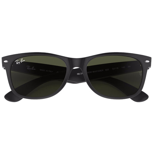 Ray-Ban New Wayfarer Classic Sunglasses - Matte Rubber Black/Green 6