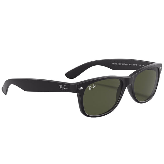 Ray-Ban New Wayfarer Classic Sunglasses - Matte Rubber Black/Green 4