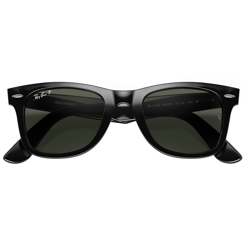 Load image into Gallery viewer, Ray-Ban Original Wayfarer Classic Polarized Sunglasses - Polished Black/Green 6
