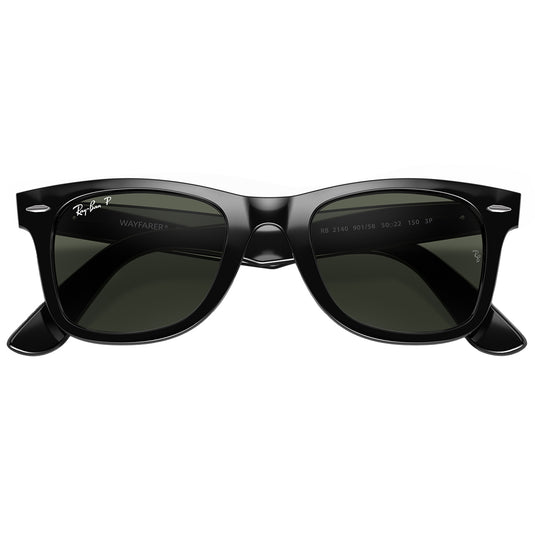 Ray-Ban Original Wayfarer Classic Polarized Sunglasses - Polished Black/Green 6