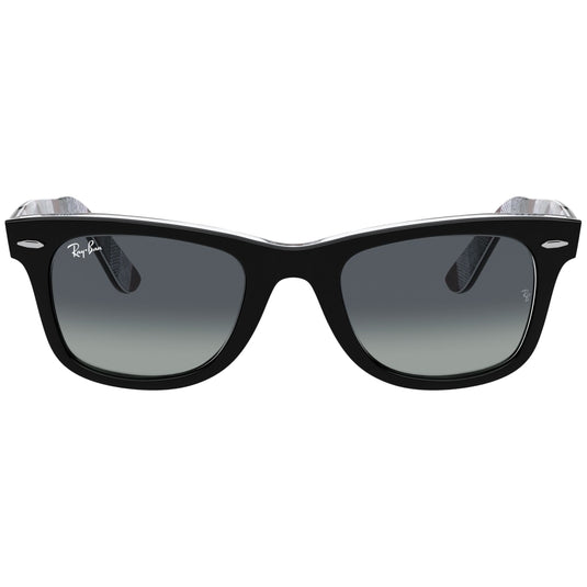 Ray-Ban Original Wayfarer Classic Sunglasses - Black On Chevron/Blue 2