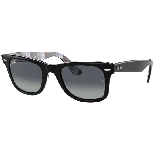 Ray-Ban Original Wayfarer Classic Sunglasses - Black On Chevron/Blue 1