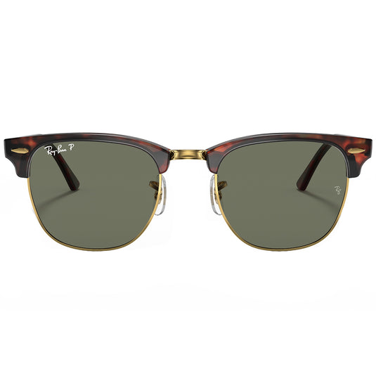 Ray-Ban Clubmaster Classic Polarlized Sunglasses - Polished Tortoise on Gold/Green 2