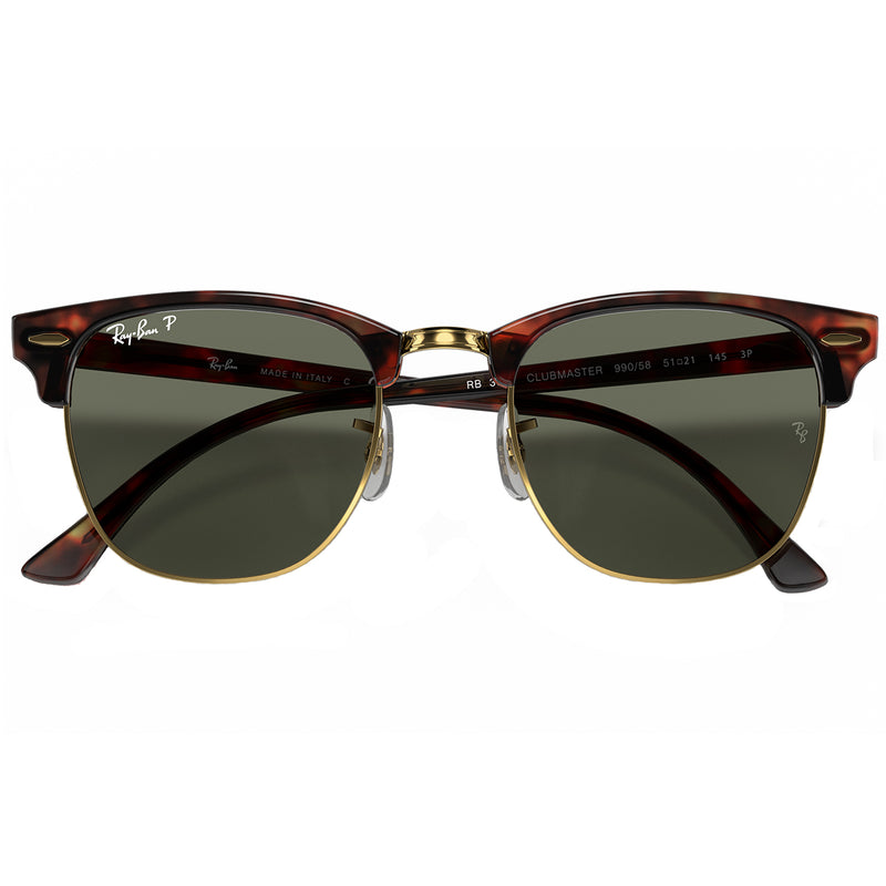 Load image into Gallery viewer, Ray-Ban Clubmaster Classic Polarlized Sunglasses - Polished Tortoise on Gold/Green 6
