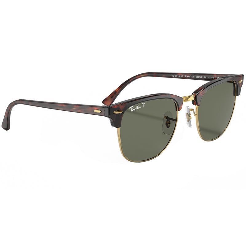 Load image into Gallery viewer, Ray-Ban Clubmaster Classic Polarlized Sunglasses - Polished Tortoise on Gold/Green 3
