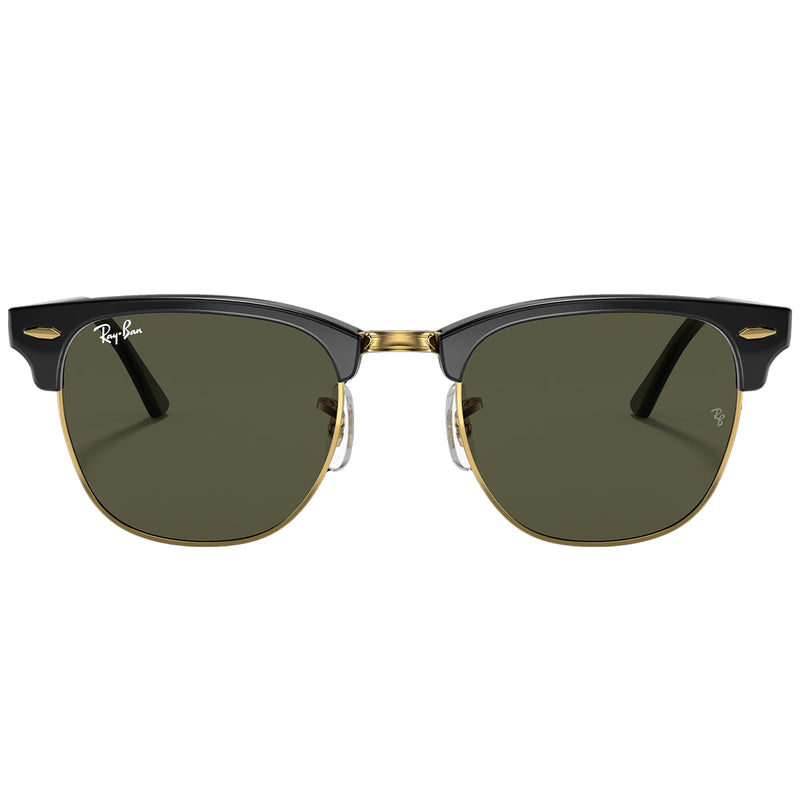 Load image into Gallery viewer, Ray-Ban Clubmaster Classic Sunglasses - Polished Black on Gold/Green 2
