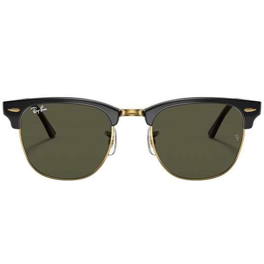 Ray-Ban Clubmaster Classic Sunglasses - Polished Black on Gold/Green 2
